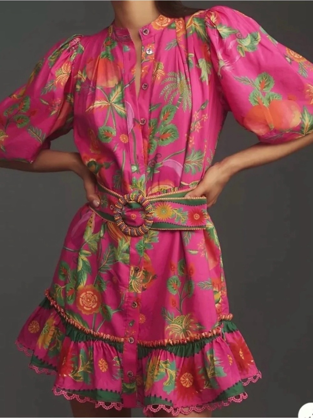 FARM Rio Delicate Fruit Garden Pink Floral Mini Dress - Picture 8 of 15